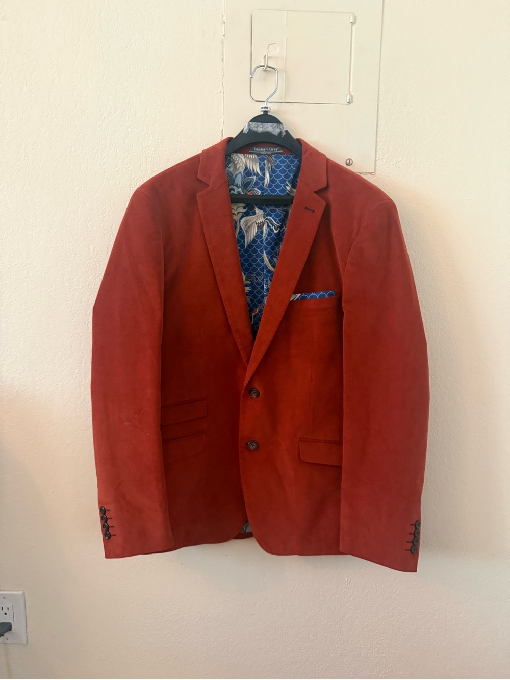 Men's Burnt Orange Corduroy Suit Jacket and Pants - never worn